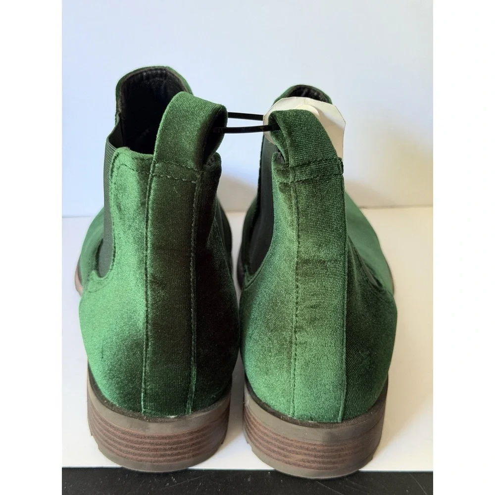 Men's Western Chelsea Boots Green Slip-On Square Toe Cowboy Ankle Shoes C-5